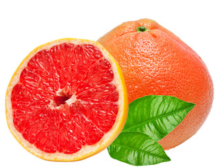 red grapefruit isolated on white background
