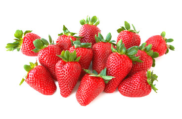 Sweet and juicy strawberries isolated on white background.