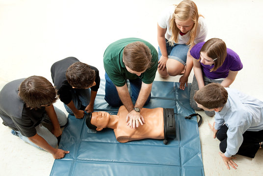 Group of Teens Take CPR Class