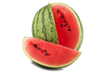 slice watermelon on the white