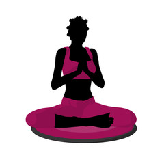 African American Female Yoga Illustration Silhouette