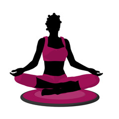 African American Female Yoga Illustration Silhouette