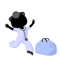 Little Doctor Girl Illustration Silhouette