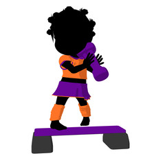 Little African American Exercise Girl Illustration Silhouette