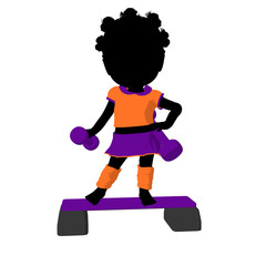 Fototapeta na wymiar Little African American Exercise Girl Illustration Silhouette