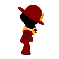 Little Firefighter Girl Illustration Silhouette
