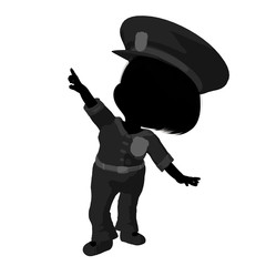 Little Police Girl Illustration Silhouette