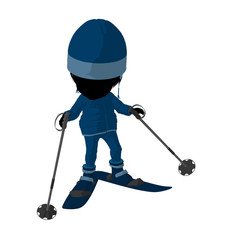 Little Skier Girl Illustration Silhouette