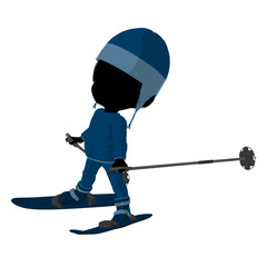 Little Skier Girl Illustration Silhouette
