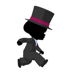 Little Top Hat Girl Illustration Silhouette