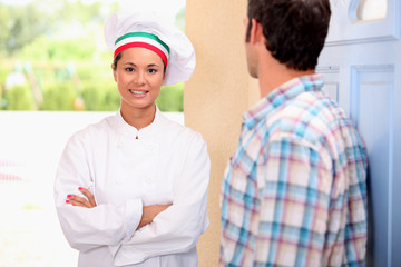 Obraz premium Chef on doorstep