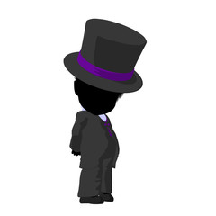Little African American Top Hat Girl Illustration Silhouette