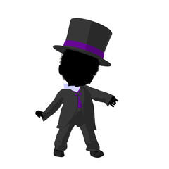 Little African American Top Hat Girl Illustration Silhouette