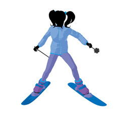 Obraz premium Skier Girl Illustration Silhouette