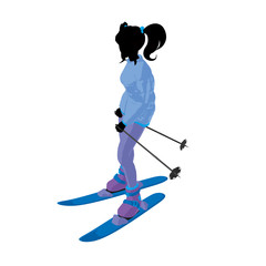 Skier Girl Illustration Silhouette