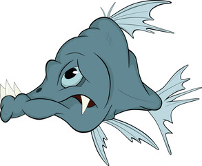 Deep-water fish. Cartoon