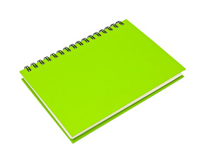 stack of ring binder book or green notebook