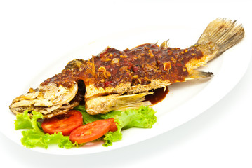 Fried snapper with chili sauce