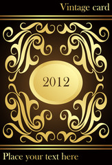 Golden vintage card, calendar 2012 with place for text