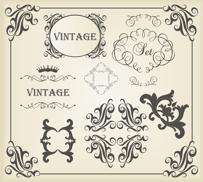 Vintage calligraphic elements and ornaments set
