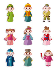 cartoon Chinese people icon set.