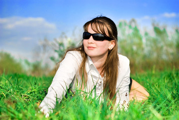 girl on green grass