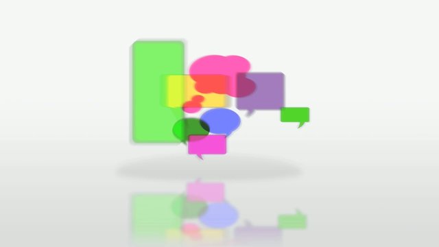 Bubbles social network comments colored shaking animation