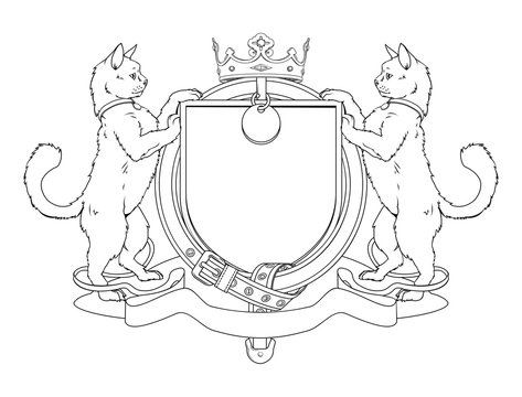 Cat pets heraldic shield coat of arms