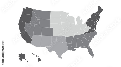 "US regional map grayscale" Stock image and royalty-free vector files ...