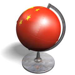 MAPPAMONDO CON BANDIERA CINA © RealPhotoItaly