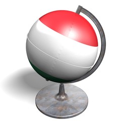 MAPPAMONDO CON BANDIERA  UNGHERIA