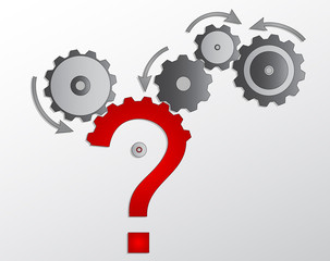 cogwheel and questionmark solve the puzzle