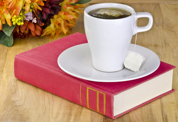 tranquility represented by a book and tea