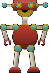 Odd Colorful Robot Illustration standing with bent elbow