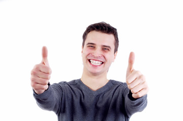 Closeup of a happy young man looking at camera