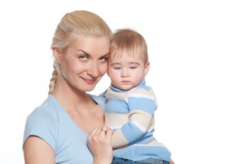 Happy mother holding her baby