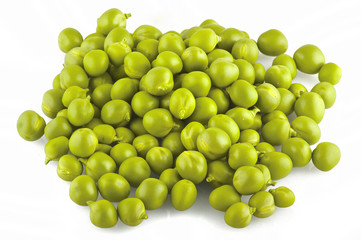 green peas isolated on white .