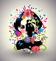 Vector floral girl
