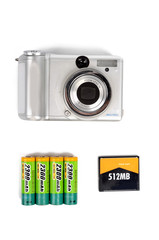 Flash card,batteries and camera