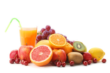 Pile of fruits with fruit juice