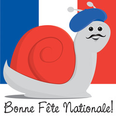 Bonne Fete Nationale escargot card in vector format.