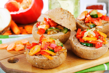 vegetable salad in bread loaf