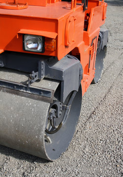 Road roller closeup
