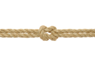 Jute Rope with Reef Knot on White Background