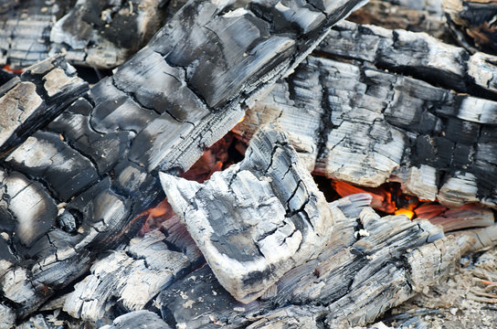 Very hot campfire close up