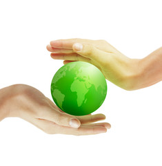 earth globe in his hands