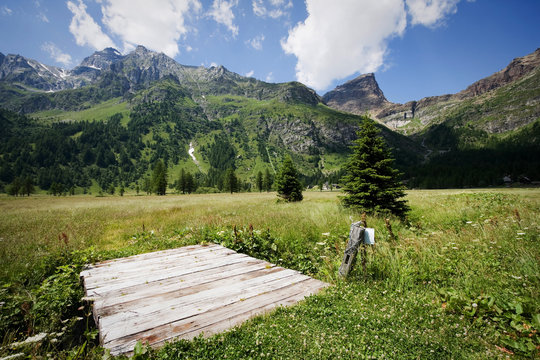 passerella in legno nella piana del devero