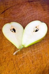 pear on the wood table