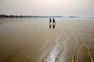 petites filles sur la plage