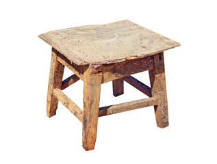 old stool on white background
